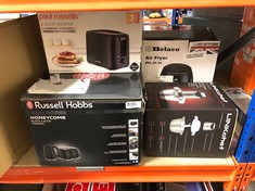 QUANTITY OF KITCHEN & APPLIANCES ITEMS TO INCLUDE RUSSELL HOBBS HONEYCOMB 4 SLICE TOASTER (INDEPENDENT & EXTRA WIDE SLOTS WITH HIGH LIFT, 6 BROWNING LEVELS, FROZEN/CANCEL/REHEAT FUNCTION, REMOVABLE C