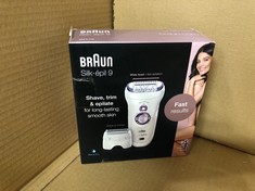 BRAUN SILK-ÉPIL 9 EPILATOR, FOR LONG-LASTING HAIR REMOVAL WITH 40 TWEEZERS, ELECTRIC SHAVER & TRIMMER, COOLING GLOVE, WET & DRY, 100% WATERPROOF, GIFTS FOR WOMEN, 9-710, WHITE.: LOCATION - B