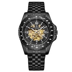 SAMUEL JOSEPH LIMITED EDITION SKELETON MECHANISM BLACK DESIGNER MENS WATCH - SKU: SJ0017 RRP £220: LOCATION - TOP 50 RACK