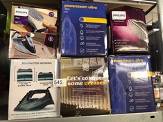 QUANTITY OF KITCHEN & APPLIANCES ITEMS TO INCLUDE RUSSELL HOBBS POWER STEAM ULTRA IRON, CERAMIC NON-STICK SOLEPLATE, 210G STEAM SHOT, 70G CONTINUOUS STEAM, 350ML WATER TANK, SELF-CLEAN, ANTI-CALC & A