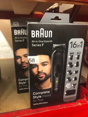 2 X BRAUN ALL-IN-ONE STYLE KIT SERIES 7 MGK7470, 16-IN-1 KIT FOR BEARD, HAIR, MANSCAPING & MORE, BLACK, 1 COUNT.: LOCATION - A