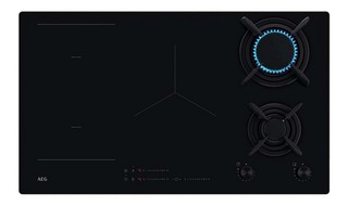 AEG 90CM INDUCTION HOB WITH TWO GAS BURNERS: MODEL HDB95623NB - RRP £1018: LOCATION - C8