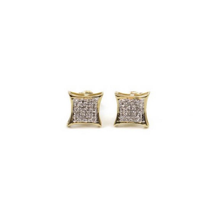 10K Yellow Diamond Pavé Square Stud Earrings, 0.6cm, 1.2g (VAT Only Payable on Buyers Premium)