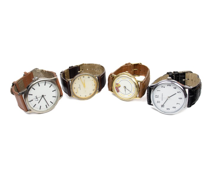 Selection of Four Leather Strap (Worn) Stainless Steel Watches including Sekonda, Cenere, Porsche and Limit. (All Not Currently Running) (VAT Only Payable on Buyers Premium)