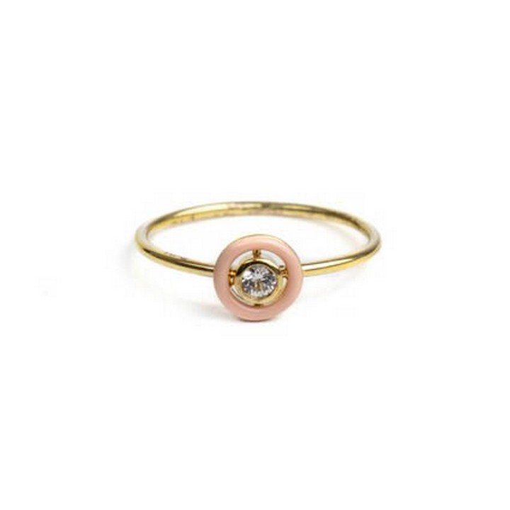 Astley Clarke Silver Gold Plate 0.07ct Diamond Ring with Pink Halo, Size L, 0.9g. Has Original Pouch and Box (VAT Only Payable on Buyers Premium)