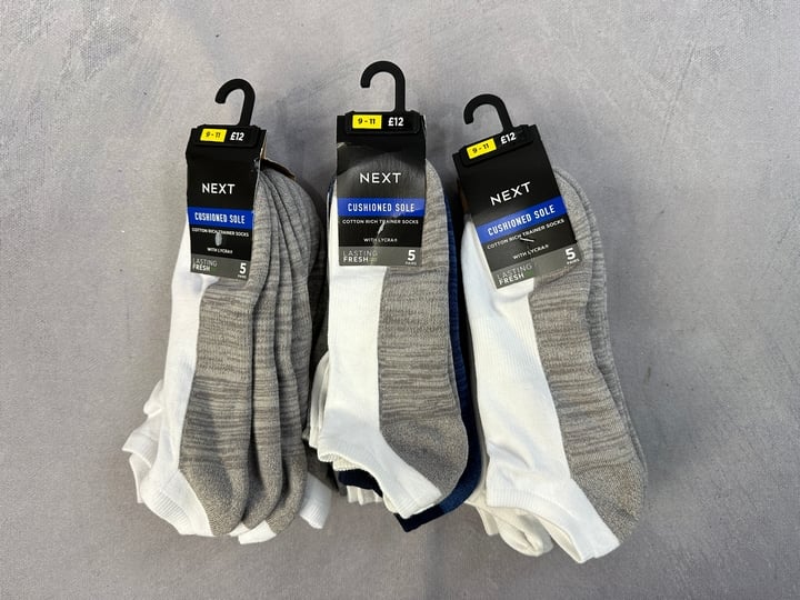 Next Trainer Socks, 3x Units - Size 9-11 (X719661) (VAT ONLY PAYABLE ON BUYERS PREMIUM)