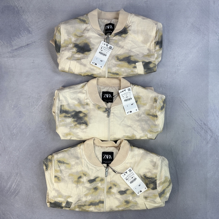 Zara Printed Cropped Bomber Jacket With Tags x3 Units - Sizes S,L,XL (MPSS03115114) (VAT ONLY PAYABLE ON BUYERS PREMIUM)