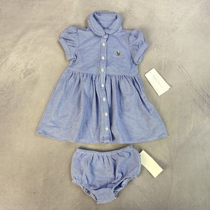 Ralph Lauren Oxford Dress 2 Piece Set With Tags - Size 9 Months (VAT ONLY PAYABLE ON BUYERS PREMIUM)