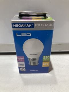 BOX OF ASSORTED ITEMS INC MEGAMAN B22 3.5 WATT LED 4000K COOL WHITE LIGHT BULB