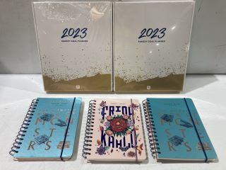 BOX WITH ASSORTED ITEMS INC 2023 RAMSEY GOAL PLANNER