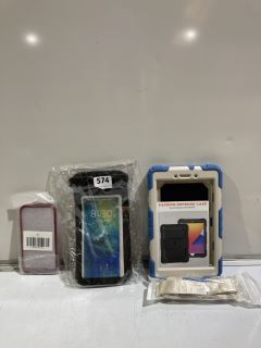 BOX OF ASSORTED ITEMS INC MOBILE PHONE CASE ACCESSORIES WHITE IP14PM