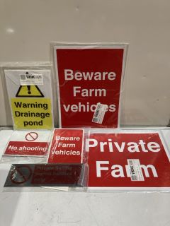 BOX OF ASSORTED WARNING SIGNS