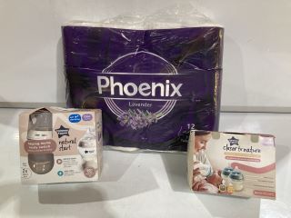 QTY OF ASSORTED ITEMS TO INCLUDE TOMMEE TIPPEE BABY BOTTLE 2 PACK