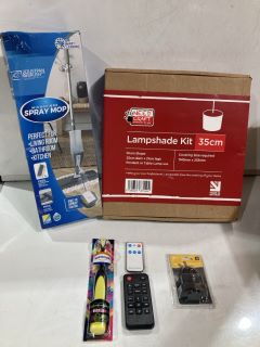 QTY OF ASSORTED ITEMS TO INCLUDE MICROFIBRE SPRAY MOP, LAMPSHADE KIT 35CM