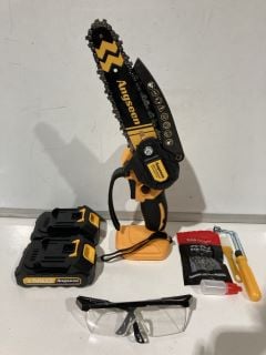 ANGSEEN MINI ELECTRIC CHAINSAW WITH 2 CHAINS AND BATTERY