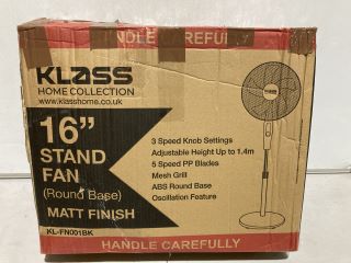 KLASS 16" STAND FAN 3-SPEED SETTINGS