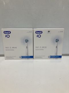 2 X ORAL IO TEST DRIVE 25 BRUSH HEAD PACK