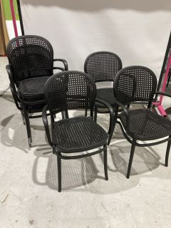 6 X BLACK PLASTIC GARDEN CHAIRS - BLACK - RRP £318