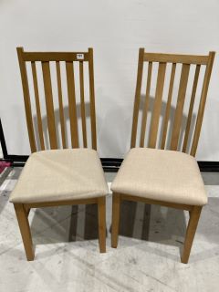 2 X LIGHT OAK DINING CHAIRS - TOTAL RRP £315