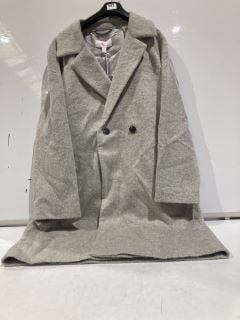 THE WHITE COMPANY SUPERLUX REVERE COLLAR WOOL COAT WITH ALPACA - PALE GREY - L - RRP £395