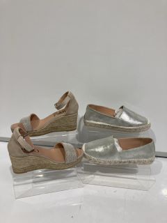 A QTY OF THE WHITE COMPANY ITEMS TO INCLUDE METALLIC SUEDE SILVER PLATFORM 37 TOTAL RRP £218