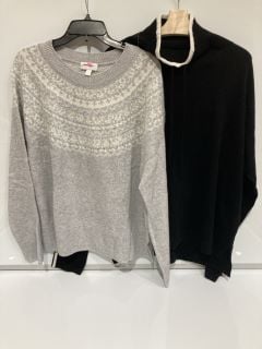 A QTY OF THE WHITE COMPANY ITEMS TO INCLUDE CONTRAST FUNNEL NECK SWEATER WITH CASHMERE XL BLACK TOTAL RRP £510