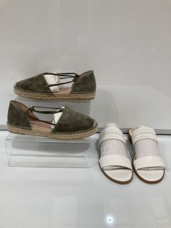 A QTY OF THE WHITE COMPANY ITEMS TO INCLUDE BEADED LOW WEDGE SANDALS 37 WHITE TOTAL RRP £178