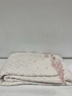 1 X THE WHITE COMPANY MEGAN BEDSPREAD SINGLE WHITE/PINK SIZE 165 X 200CM TOTAL RRP £150