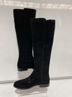 1 X THE WHITE COMPANY SH0ES SUEDE HIGH LEG BOOTS 38 BLACK TOTAL RRP £179