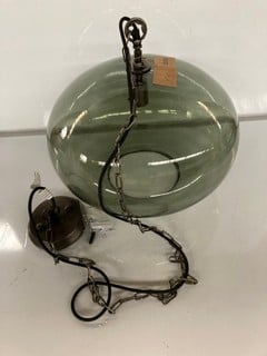 NKUKU OTORO GLASS PENDANT - GREEN SMOKE - LARGE ROUND - RRP £250