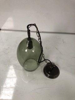 NKUKU ITEMS TO INCLUDE OTORO GLASS PENDANT - GREEN SMOKE - SMALL OVAL - TOTAL RRP £260