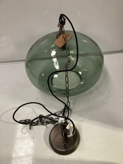 NKUKU OTORO GLASS PENDANT - GREEN SMOKE - LARGE OVAL - RRP £250