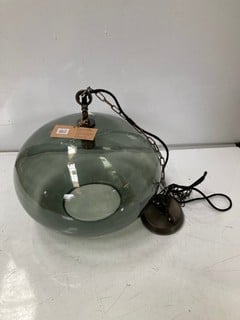 NKUKU OTORO GLASS PENDANT - GREEN SMOKE - LARGE ROUND - RRP £250