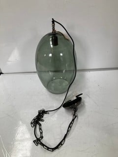 NKUKU OTORO GLASS PENDANT - GREEN SMOKE - LARGE OVAL - RRP £250