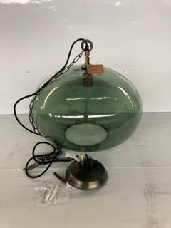 NKUKU OTORO GLASS PENDANT - GREEN SMOKE - LARGE ROUND - RRP £250