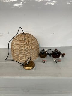 NKUKU ITEMS TO INCLUDE NOKO WICKER DOME PENDANT - NATURAL - LARGE - TOTAL RRP £495