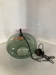 NKUKU OTORO GLASS PENDANT - GREEN SMOKE LARGE ROUND - TOTAL RRP £250