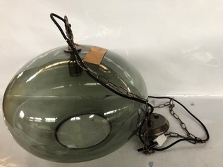 NKUKU OTORO GLASS PENDANT - GREEN SMOKE - ROUND LARGE - RRP £250