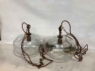 2 X NKUKU OTORO GLASS PENDANT - CLEAR ROUND SMALL - TOTAL RRP £300