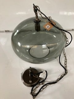 NKUKU OTORO GLASS PENDANT - GREEN SMOKE - LARGE ROUND - RRP £250