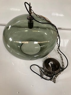 NKUKU OTORO GLASS PENDANT - GREEN SMOKE - LARGE ROUND - RRP £250