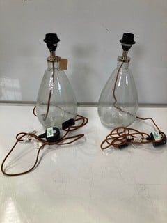 2 X NKUKU BABA GLASS LAMP - CLEAR - SMALL TALL - TOTAL RRP £220