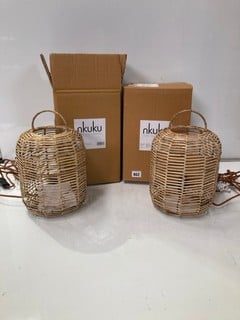 2 X NOKO WICKER LAMP - NATURAL - EXTRA SMALL- RRP £190