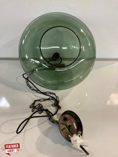 NKUKU OTORO GLASS PENDANT - GREEN SMOKE - LARGE ROUND - RRP £250