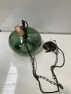 NKUKU OTORO GLASS PENDANT - GREEN SMOKE - SMALL ROUND - RRP £150