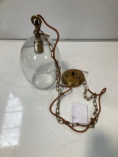 2 X NKUKU OTORO GLASS PENDANT - CLEAR - SMALL OVAL - TOTAL RRP £300