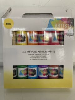 1 X BOX  OF DOCRAFTS ARTISTE CONNOISSEURS OF COLOUR ALL PURPOSE ACRYLIC PAINTS