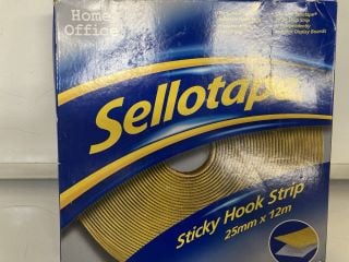 1 X BOX  OF HOME OFFICE SELLOTAPE STICKY HOOK STRIP 25MM X 12M