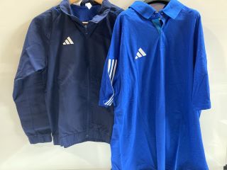 2 X ADIDAS ITEMS INCLUDING ADIDAS POLO SHIRT BLUE SIZE L