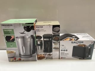 3 X KITCHEN ITEMS INCLUDING SALTER COFFEE MAKER TO GO RRP £96